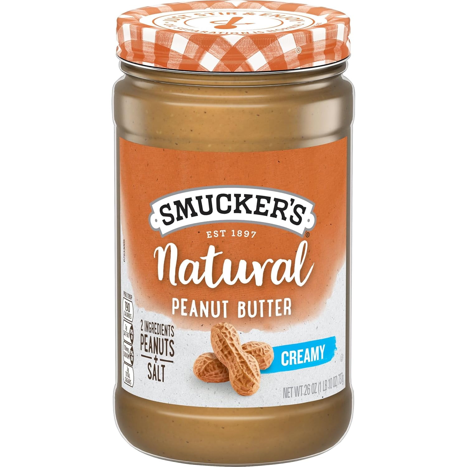 2 pack Smucker's Natural Creamy Peanut Butter, 26 Ounces