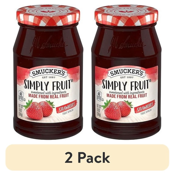 (2 pack) Smucker's Simply Fruit Strawberry Spreadable Fruit, 10 Ounces