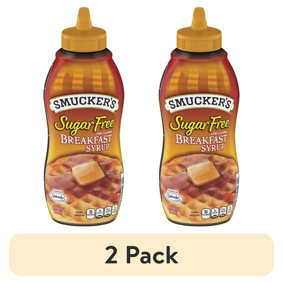 (2 pack) Smucker's Sugar Free and Low Calorie Breakfast Syrup, 14.5 fl oz Bottle