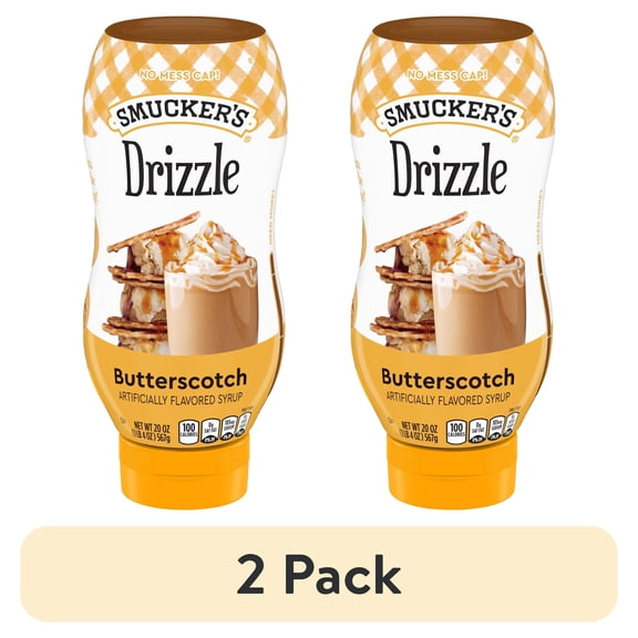 (2 pack) Smuckers Drizzle Butterscotch Artificially Flavored Syrup, 20 oz Squeeze Bottle