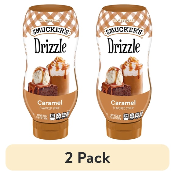 (2 pack) Smucker's Drizzle Caramel Artificially Flavored Syrup, 20 oz Squeezable Bottle