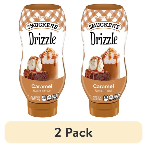 (2 pack) Smucker's Drizzle Caramel Artificially Flavored Syrup, 20 oz Squeezable Bottle