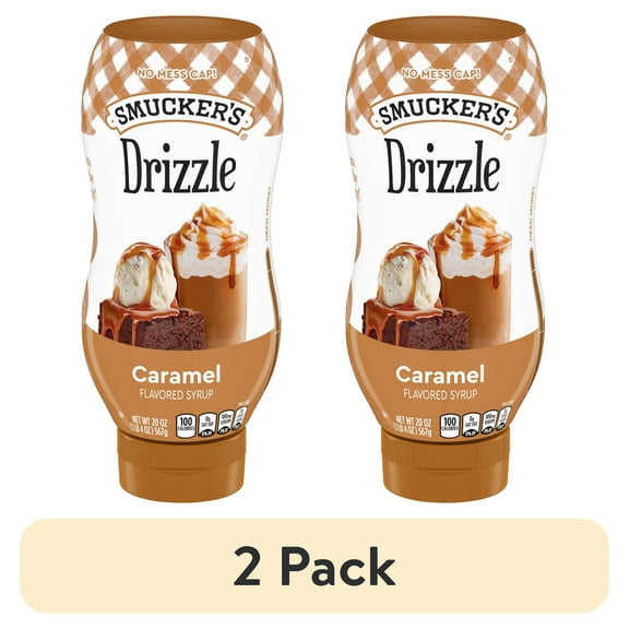 (2 pack) Smuckers Drizzle Caramel Flavored Syrup, 20 oz Squeeze Bottle