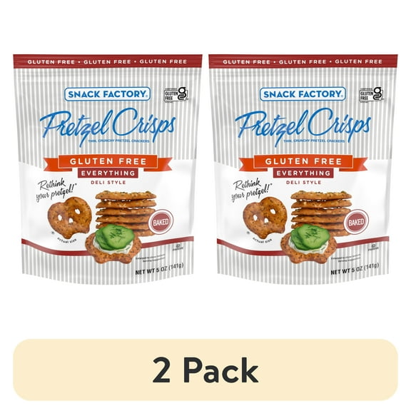 (2 pack) Snack Factory Pretzel Crisps, Gluten Free Everything Flavor, 5 oz