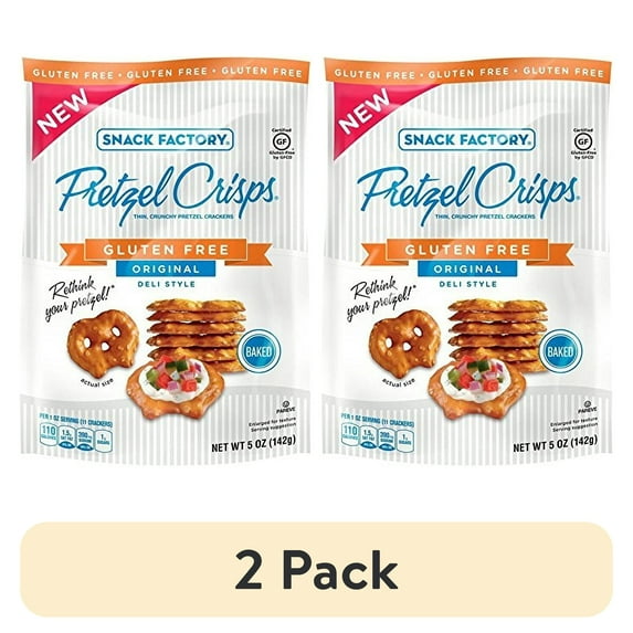 (2 pack) Snack Factory Pretzel Crisps, Gluten Free Original, 5 Ounce (Pack of 12)