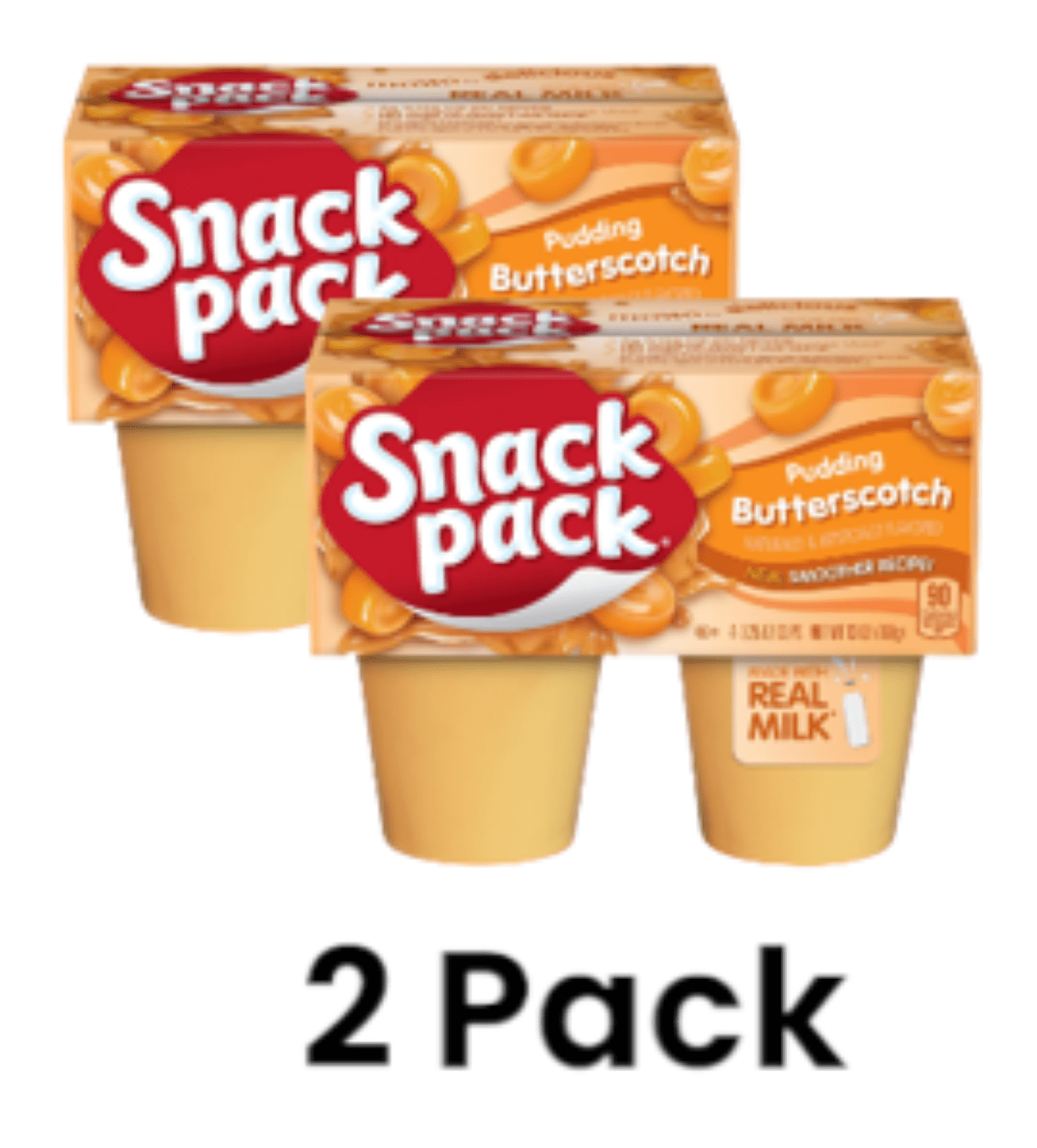 (2 pack) Snack Pack Butterscotch Flavored Pudding, 4 Count Pudding Cups (8 total cups)