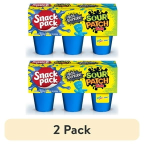 (2 pack) Snack Pack SOUR PATCH KIDS BLUE RASPBERRY Flavored Juicy Gels, Lunachbox Snacks, 3.25 oz. Snack Cups, 6-Count