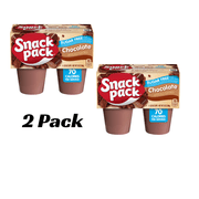 (2 pack) Snack Pack Sugar Free Chocolate Flavored Pudding, 4 Count Pudding Cups