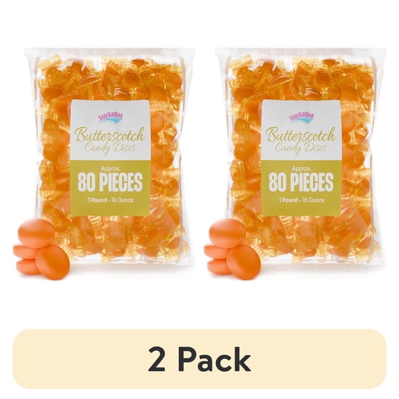 (2 pack) Snackathon Individually Wrapped Bulk Hard Candy Discs (1 Pound, Butterscotch)