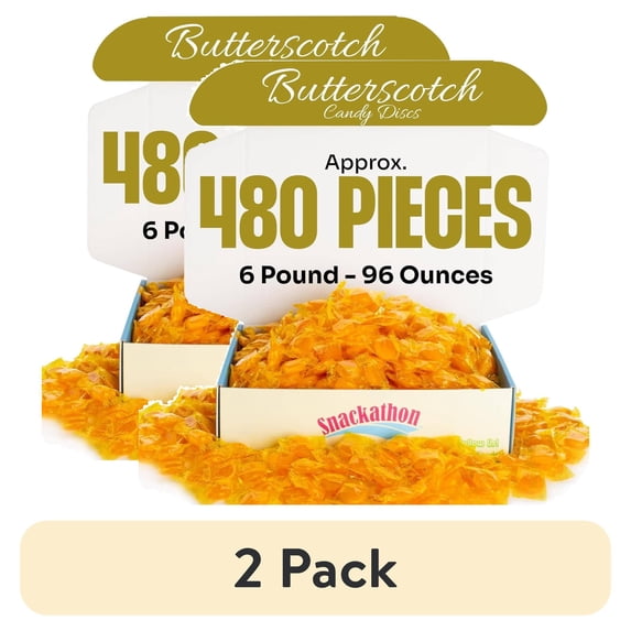 (2 pack) Snackathon Butterscotch Hard Candy, Individually Wrapped Discs, 6 lb (480 Pieces)
