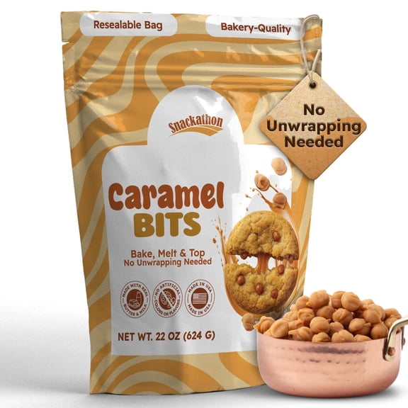 (2 pack) Snackathon Caramel Bits, Buttery Baking Caramel Chips, Resealable Pouches (Various Sizes)