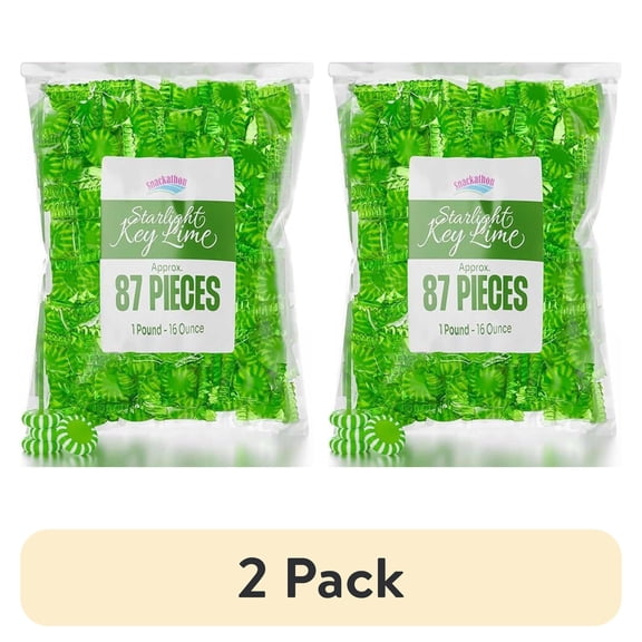(2 pack) Snackathon Starlight Hard Candy, Key Lime Flavor, Individually Wrapped (Various Sizes)