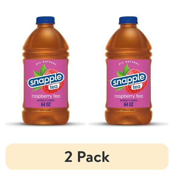 (2 pack) Snapple All Natural Raspberry, Iced Bottled Tea Drink, 64 fl oz