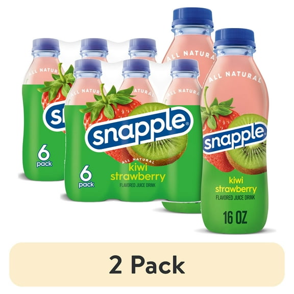(2 pack) Snapple Kiwi Strawberry Juice Drink, 16 fl oz, 6 Count Bottle