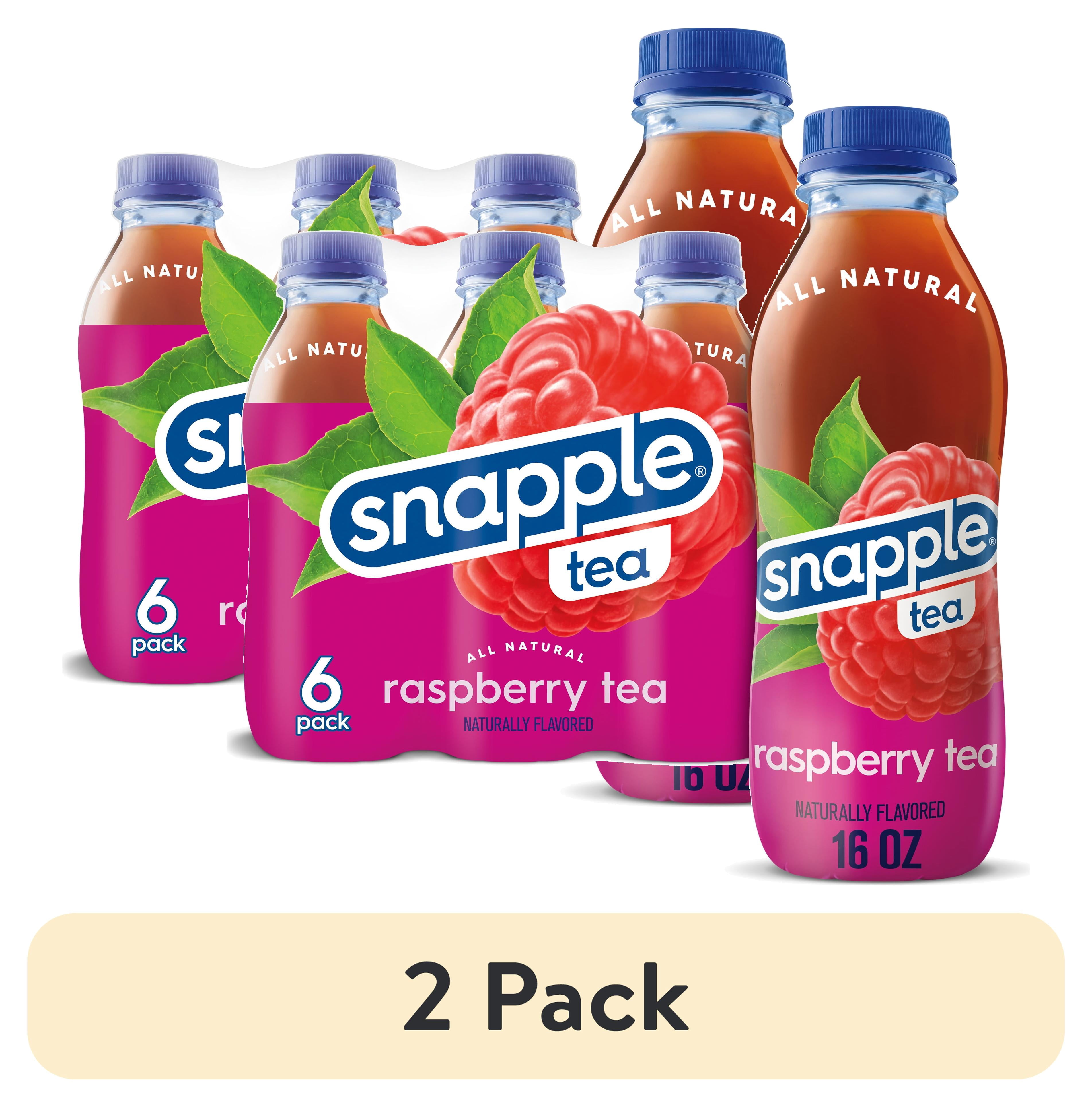 (2 pack) Snapple Natural Raspberry, Bottled Tea Drink, 16 fl oz, 6 ...