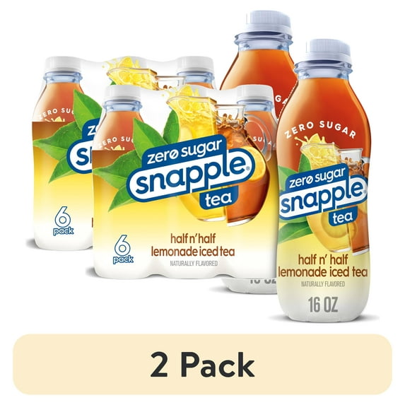 (2 pack) Snapple Zero Sugar Half 'n Half Bottled Tea Drink, 16 fl oz, 6 Bottles