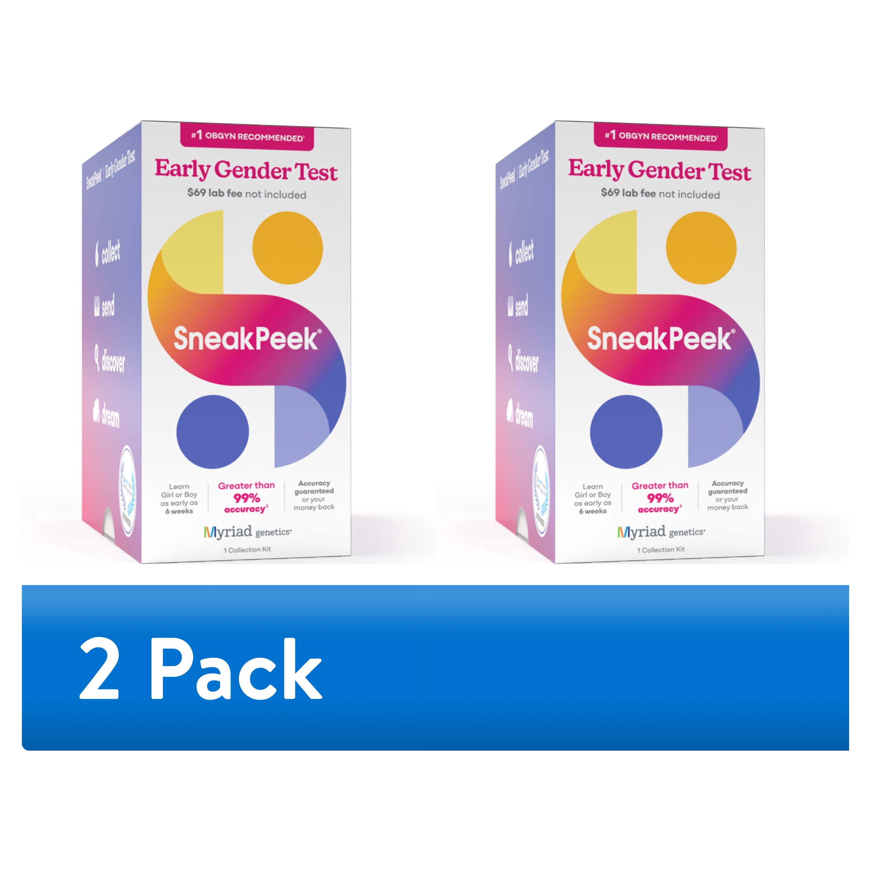 (2 pack) SneakPeek Early Gender Test Kit - Over 99% Accuracy at 6-Weeks - Lab Fee Required, 1 Kit