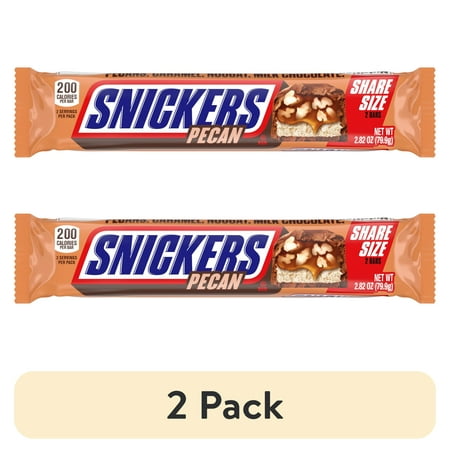 (2 pack) Snickers Pecan Milk Chocolate Bar, Share Size - 2.82 oz