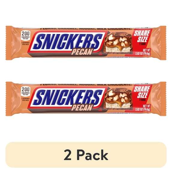 (2 pack) Snickers Pecan Milk Chocolate Bar, Share Size - 2.82 oz