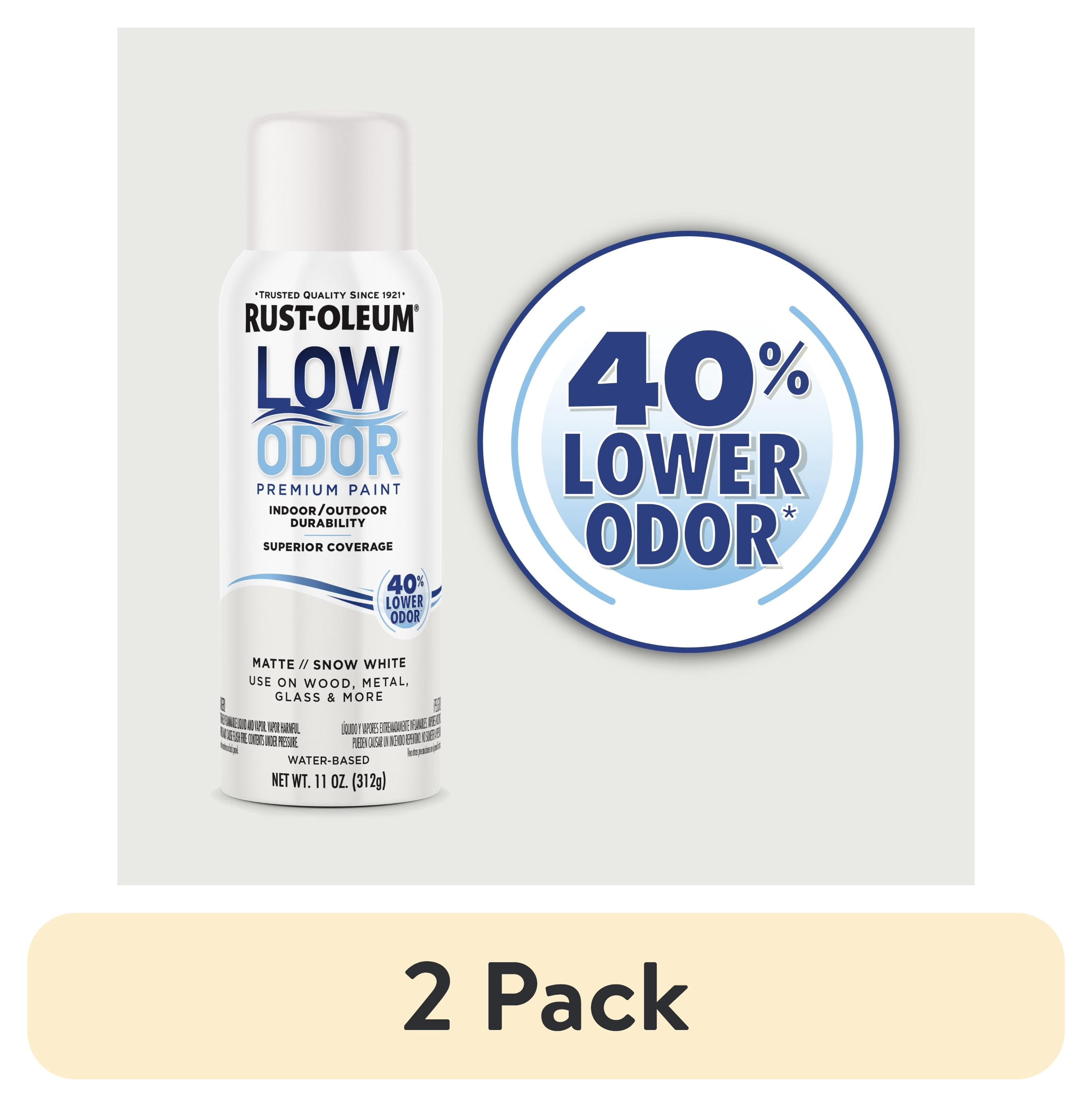 (2 pack) Snow White, Rust-Oleum Low Odor Premium Matte Spray Paint-388286, 11 oz