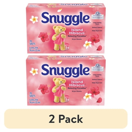 (2 pack) Snuggle Fabric Softener Dryer Sheets, Island Hibiscus & Rainflower, 70 Count