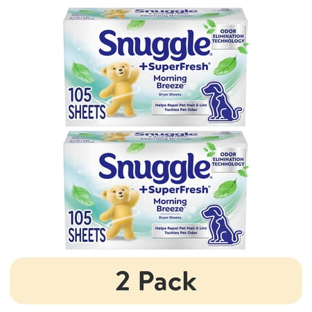 (2 pack) Snuggle SuperFresh Morning Breeze, Dryer Sheets, 105 Count