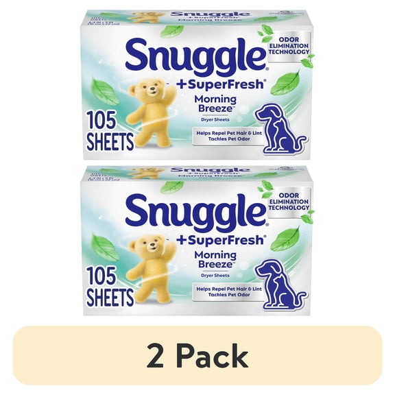 (2 pack) Snuggle SuperFresh Morning Breeze, Dryer Sheets, 105 Count