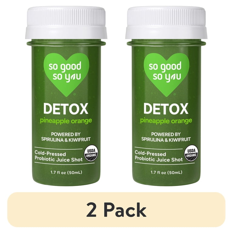 2 pack) So Good So You Detox Pineapple Orange Probiotic Shot