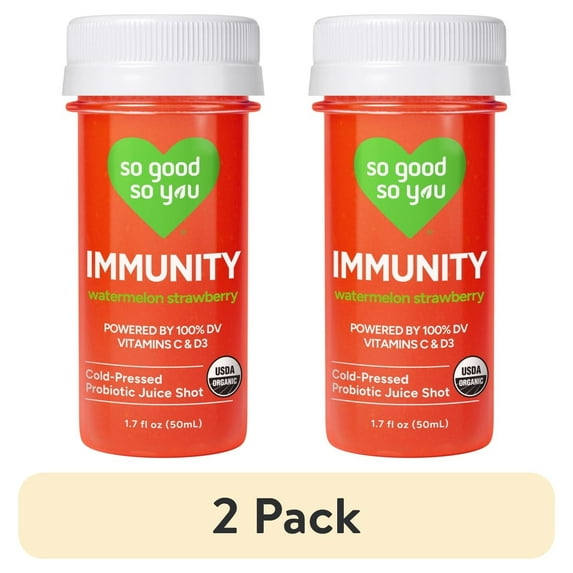 (2 pack) So Good So You Immunity Watermelon Strawberry Probiotic Shot