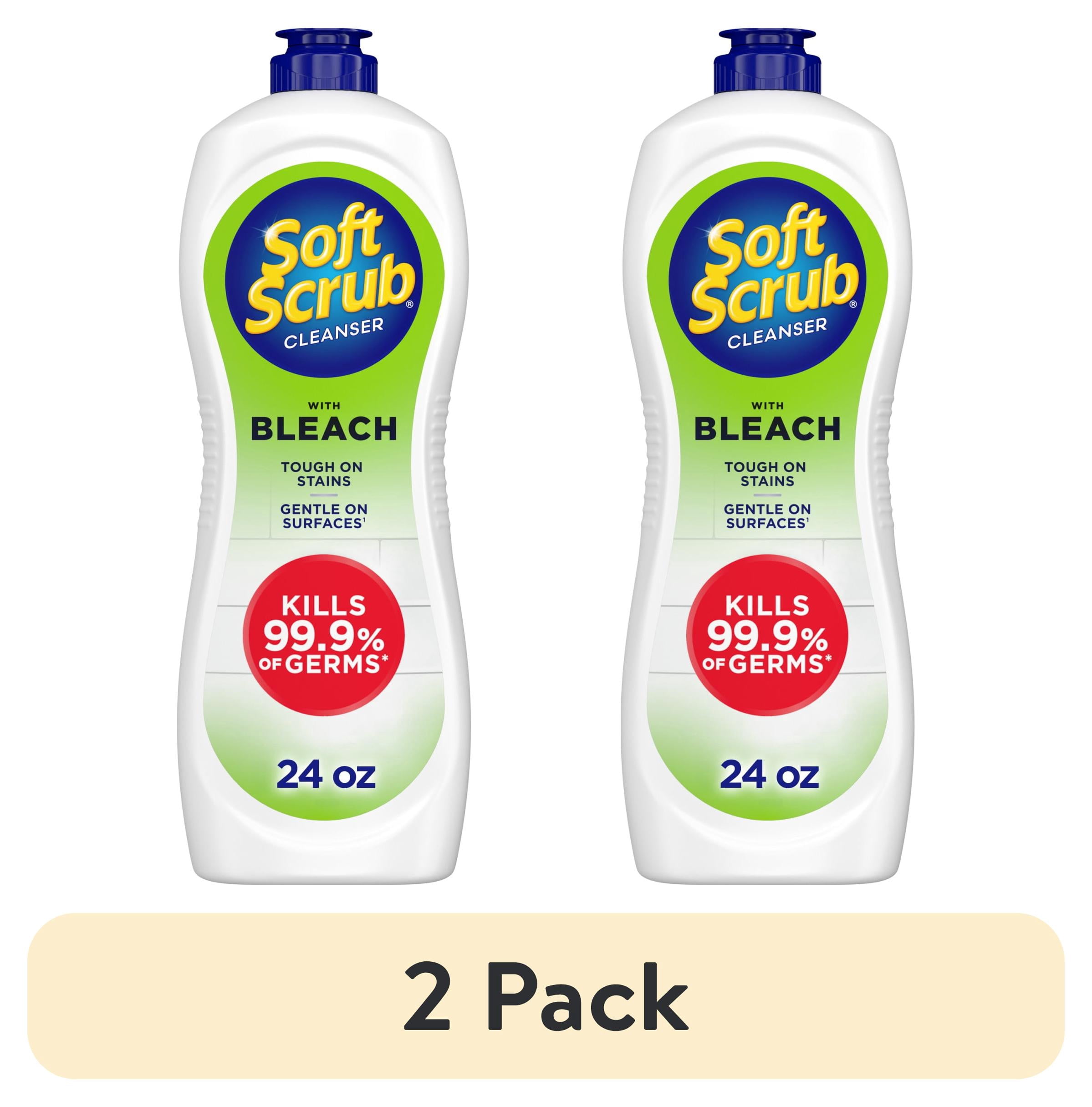 (2 pack) Soft Scrub Cleanser with Bleach, Multi-Surface Cleaner for Bathroom, Germ-Kill, 24oz