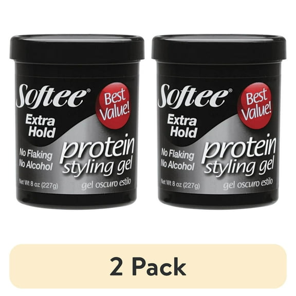 (2 pack) Softee Extra Hold Protein Styling Gel 32 oz. Jar, Frizz Control, Non-Flaking, Unisex