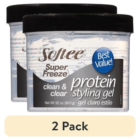 (2 pack) Softee Super Freeze Protein Styling Gel 32 oz. Jar, Unisex, Clarifying, Strengthens Hair