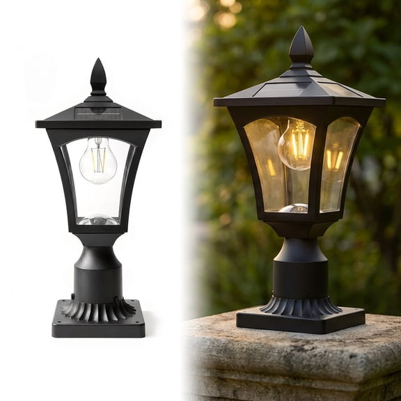 2 pack Solar Lamp Post Light, Solar Lights Outdoor Waterproof with Pier Mount Base, Light Post Fixture for Deck Pole Pillar Yard Garden Patio Decor, Cool White