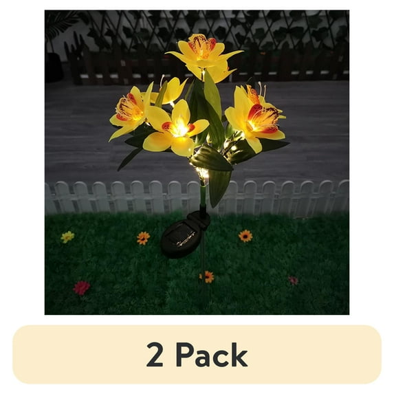 (2 pack) Solar Outdoor Lights waterproof Solar Flower Lights Outdoor, Solar Flowers Garden Decorative Lights Waterproof Led Landscapes Stake Lights Auto On/Off Bright Up To 8 Hrs on Clearance