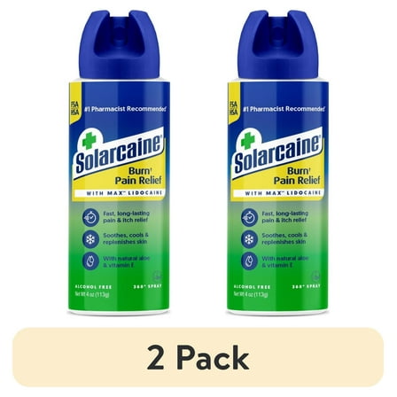 (2 pack) Solarcaine Cool Aloe Sunburn Relief Spray with Lidocaine to Replenish Skin, 4 oz