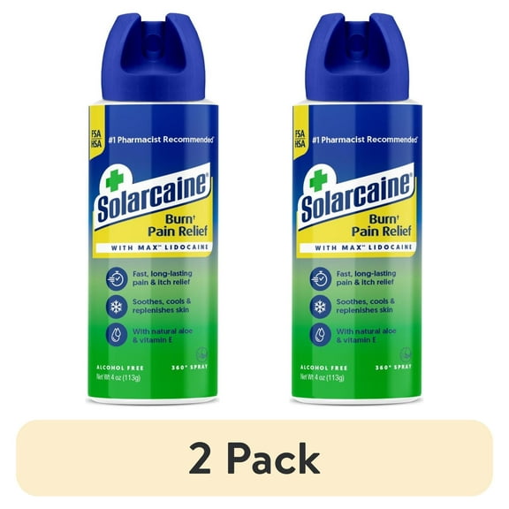(2 pack) Solarcaine Cool Aloe Sunburn Relief Spray with Lidocaine to Replenish Skin, 4 oz