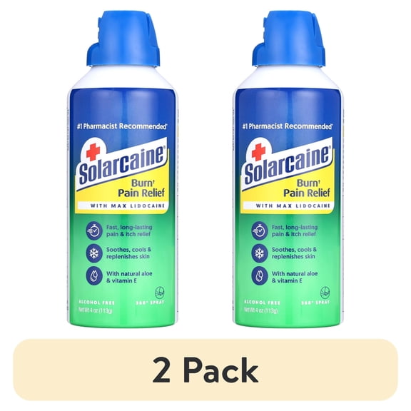 (2 pack) Solarcaine Cool Aloe Sunburn Relief Spray with Lidocaine for Adults and Children, 4 oz