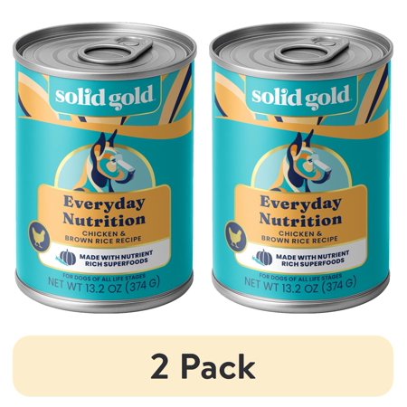 (2 pack) Solid Gold Star Chaser Wet Dog Canned Food, Chicken & Brown Rice Recipe With Vegetables, 13.2oz Can