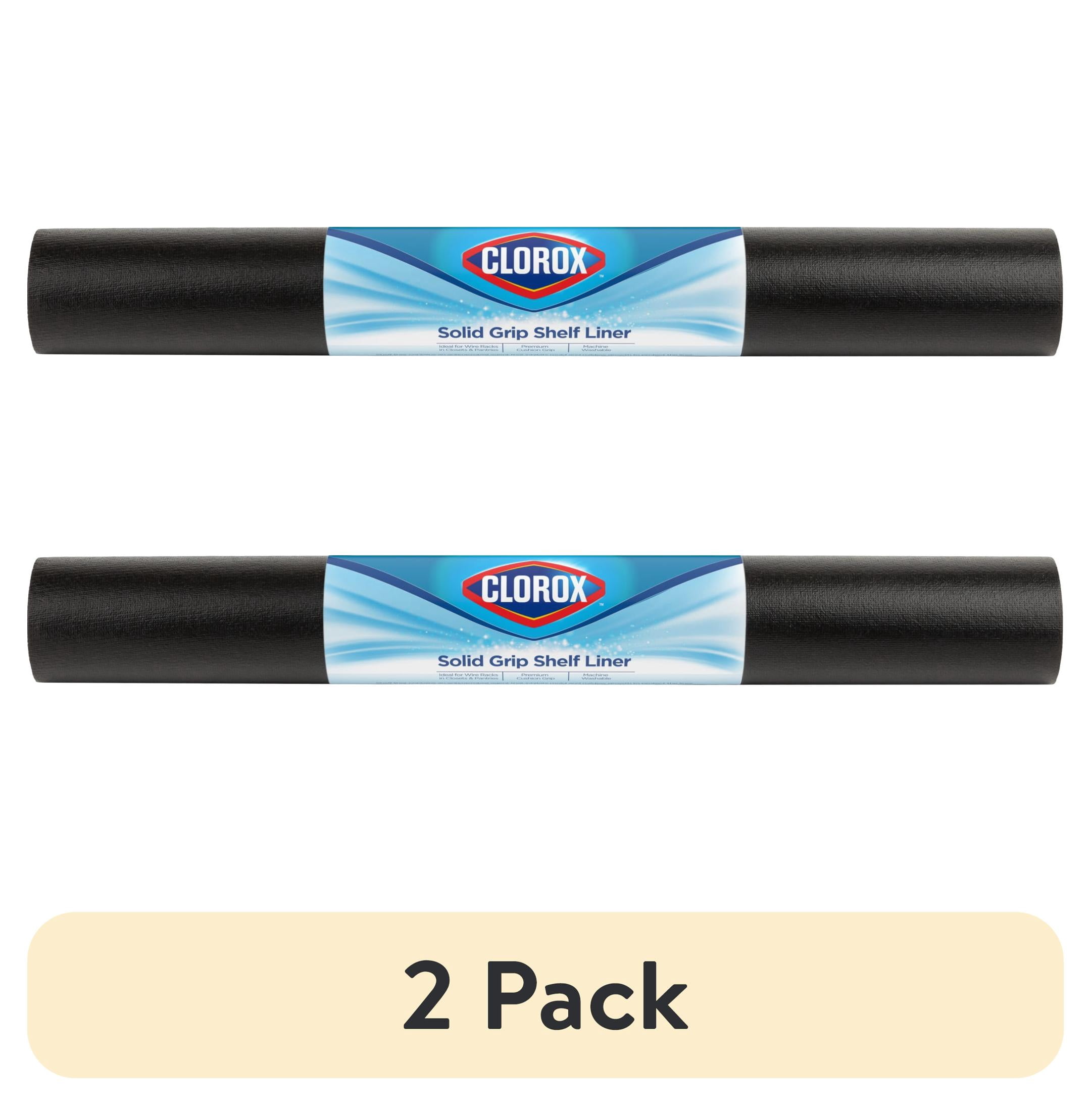 (2 pack) Solid Grip Shelf Liner with Clorox, Black, 20 in. x 6 ft. Roll