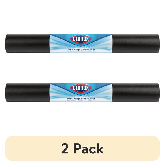 (2 pack) Solid Grip Shelf Liner with Clorox, Black, 20 in. x 6 ft. Roll
