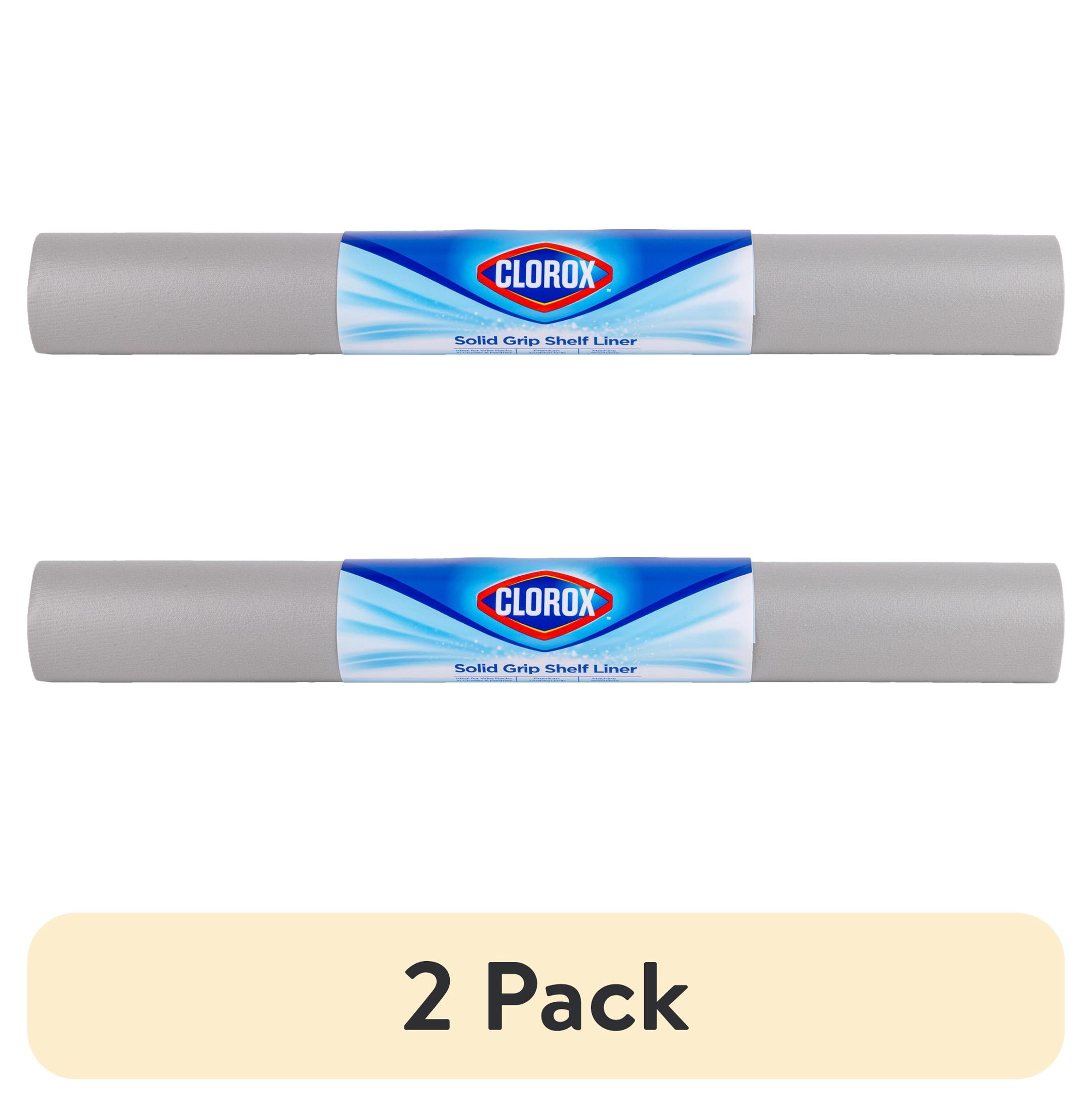 (2 pack) Solid Grip Shelf Liner with Clorox, Grey, 20 in. x 6 ft. Roll
