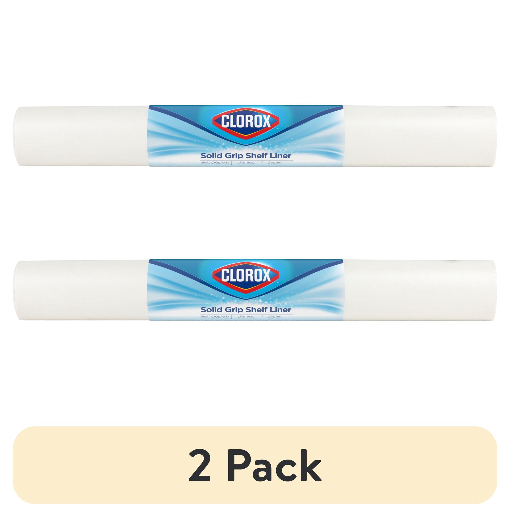 (2 pack) Solid Grip Shelf Liner with Clorox, White, 20 in. x 6 ft. Roll