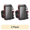 thumbnail image 1 of (2 pack) Solpowben 20000mAh Solar Power Bank Compatible for Cell Phone iPhone, Outdoor Portable Charger with Dual 5V USB Ports, 2 Flashlights & Digital Compass(Red), 1 of 9