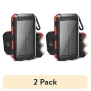 (2 pack) Solpowben 20000mAh Solar Power Bank Compatible for Cell Phone iPhone, Outdoor Portable Charger with Dual 5V USB Ports, 2 Flashlights & Digital Compass(