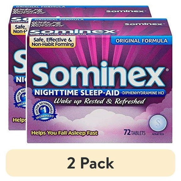 (2 pack) Sominex Original Formula Night-Time Sleep Aid Tablets, 72 Count