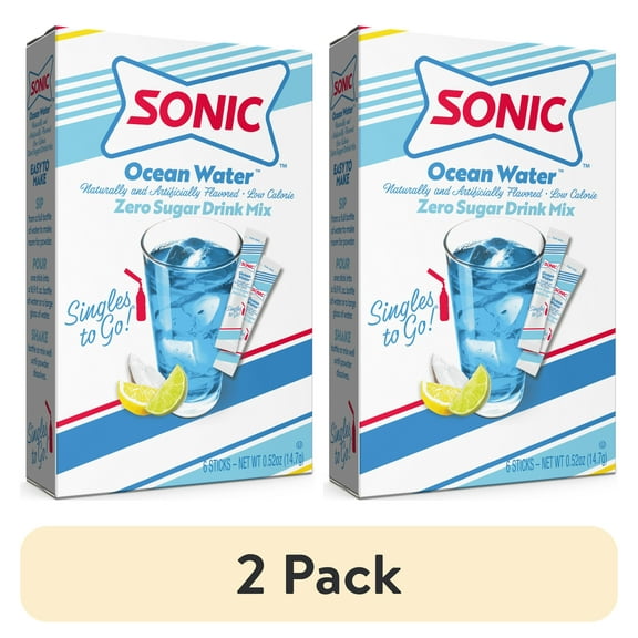 (2 pack) Sonic Zero Sugar Singles-to-Go Powdered Drink Mix, Ocean Water, 6 Count Packets