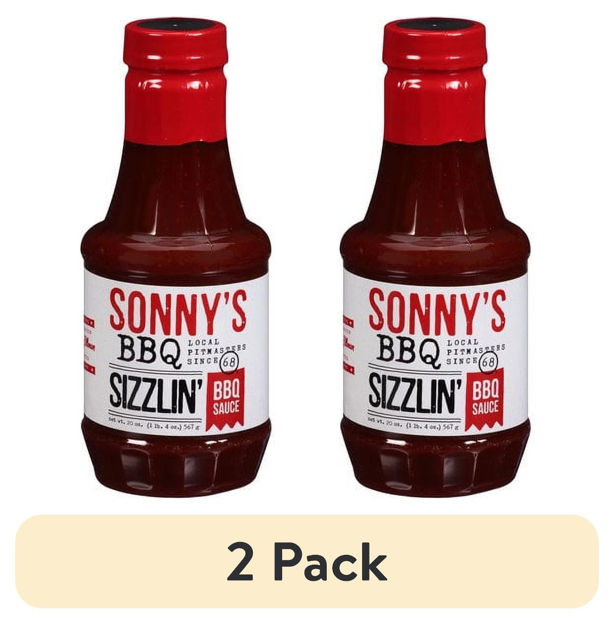 (2 pack) Sonny’s BBQ Sizzlin’ BBQ Sauce, 20 oz Bottle - Barbecue Sauce for Grilling, Dipping, and Marinades