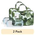 thumbnail image 1 of (2 pack) Sophia Joy 2-Piece Travel Cosmetic Bag Weekender with Transparent Case, Palm Blue Pattern, 1 of 6
