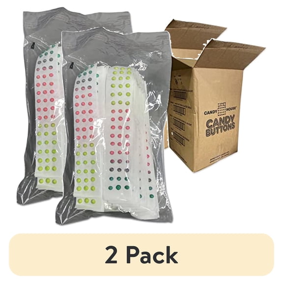 (2 pack) Sour Candy Buttons by Doscher's | Value Pack 100 Strips