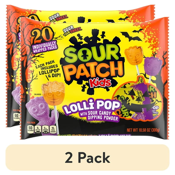 (2 pack) Sour Patch Kids Halloween Sweet and Sour 20 Ct Lollipops 10.58 oz. Bag